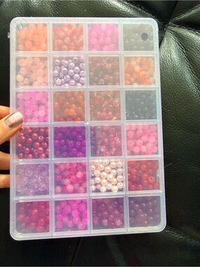 960pc 6mm Pink Glass Bead Mix Jewelry Making Kit